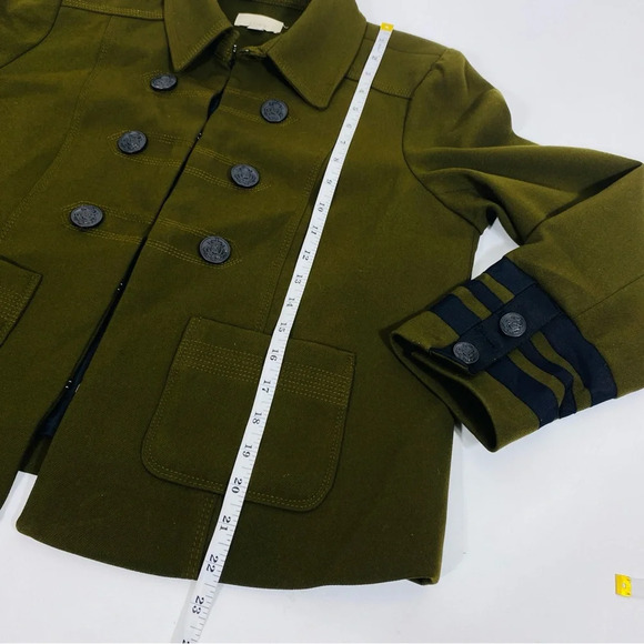 Loft Women Military Nautical Blazer Jacket Olive Green Size 12 Career Casual - Picture 6 of 11